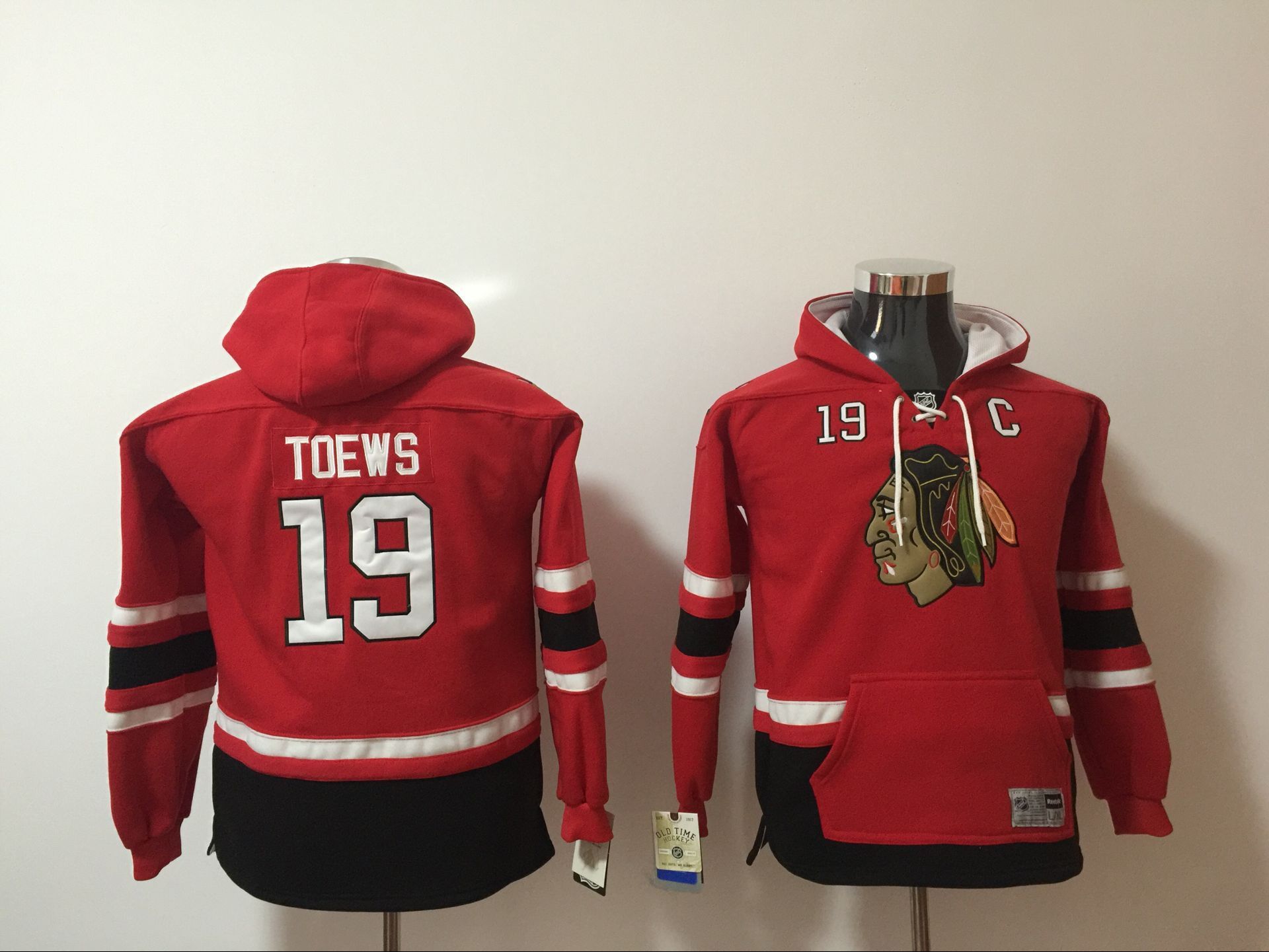 Youth 2017 NHL Chicago Blackhawks #19 Toews red hoodie